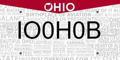 IO0H0B Ohio License Plate