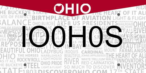 IO0H0S Ohio License Plate