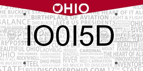 IO0I5D Ohio License Plate
