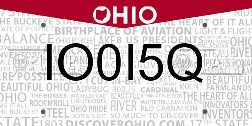 IO0I5Q Ohio License Plate