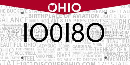 IO0I8O Ohio License Plate