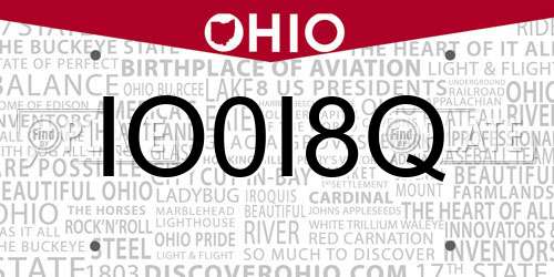 IO0I8Q Ohio License Plate
