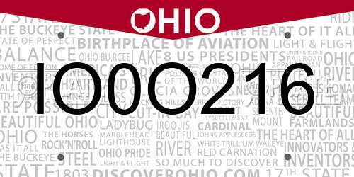 IO0O216 Ohio License Plate