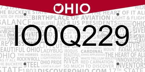 IO0Q229 Ohio License Plate