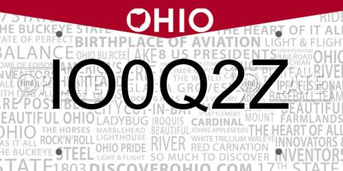 IO0Q2Z Ohio License Plate