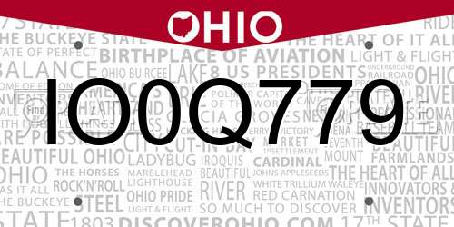 IO0Q779 Ohio License Plate