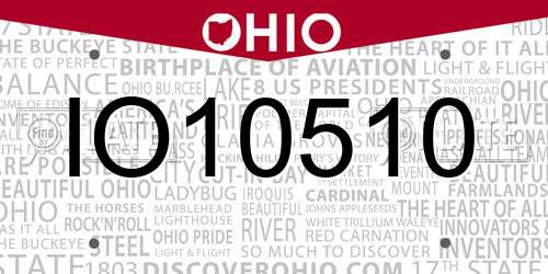 IO10510 Ohio License Plate