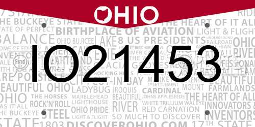 IO21453 Ohio License Plate