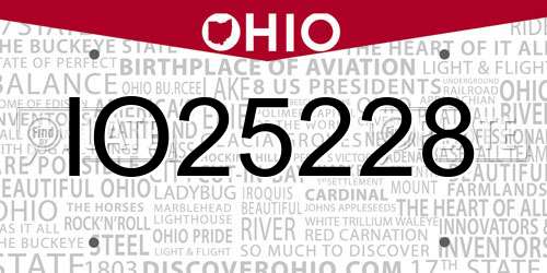 IO25228 Ohio License Plate