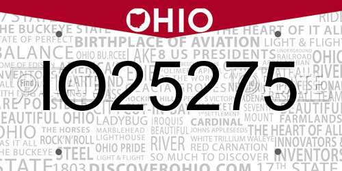 IO25275 Ohio License Plate
