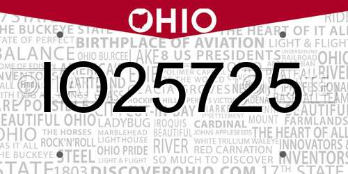 IO25725 Ohio License Plate