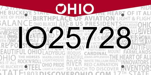 IO25728 Ohio License Plate