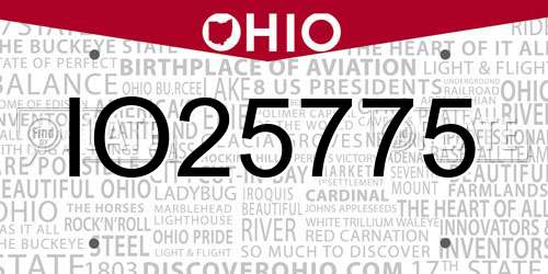 IO25775 Ohio License Plate