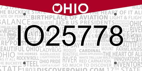 IO25778 Ohio License Plate