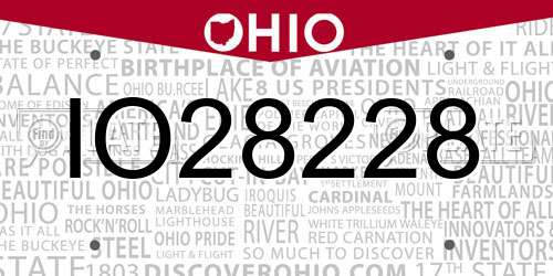 IO28228 Ohio License Plate