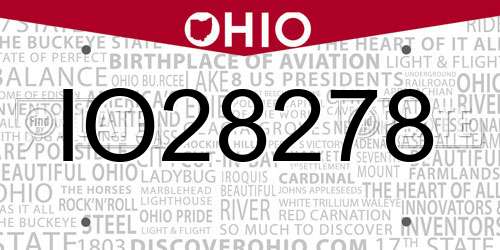 IO28278 Ohio License Plate