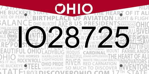 IO28725 Ohio License Plate