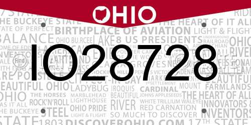 IO28728 Ohio License Plate