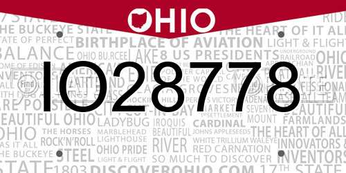 IO28778 Ohio License Plate
