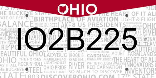 IO2B225 Ohio License Plate