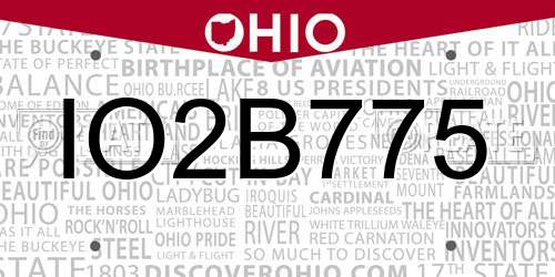 IO2B775 Ohio License Plate