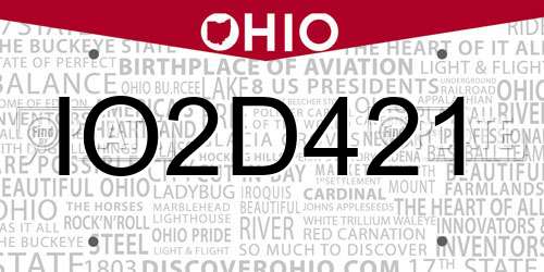 IO2D421 Ohio License Plate