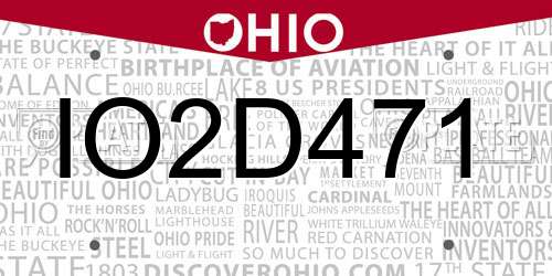 IO2D471 Ohio License Plate