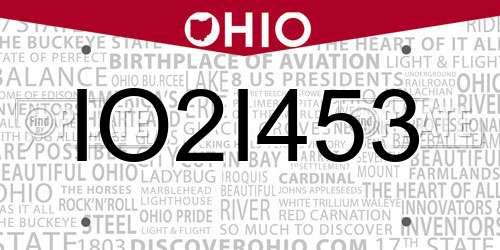 IO2I453 Ohio License Plate