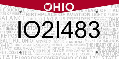 IO2I483 Ohio License Plate