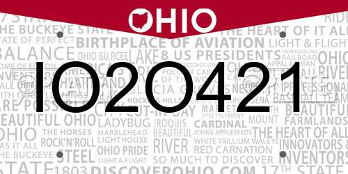 IO2O421 Ohio License Plate