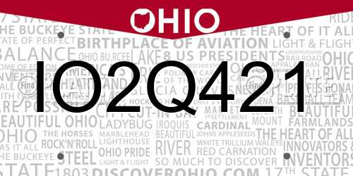 IO2Q421 Ohio License Plate
