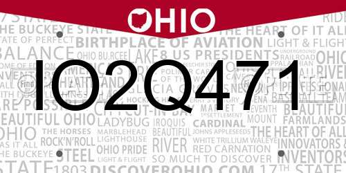 IO2Q471 Ohio License Plate