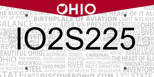 IO2S225 Ohio License Plate