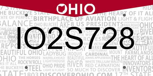 IO2S728 Ohio License Plate