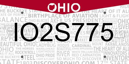 IO2S775 Ohio License Plate