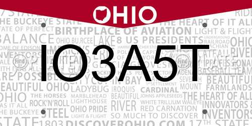 IO3A5T Ohio License Plate