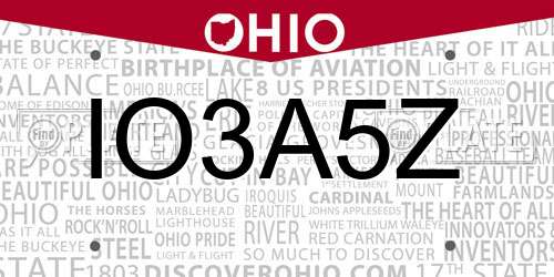 IO3A5Z Ohio License Plate