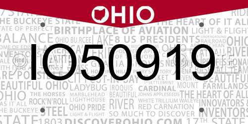 IO50919 Ohio License Plate