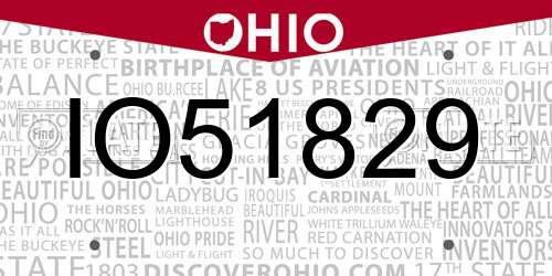 IO51829 Ohio License Plate