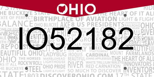 IO52182 Ohio License Plate