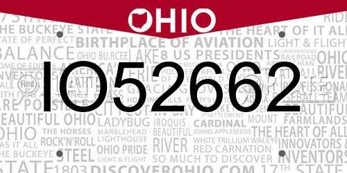 IO52662 Ohio License Plate