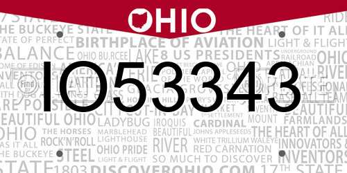 IO53343 Ohio License Plate