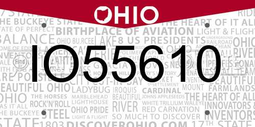 IO55610 Ohio License Plate