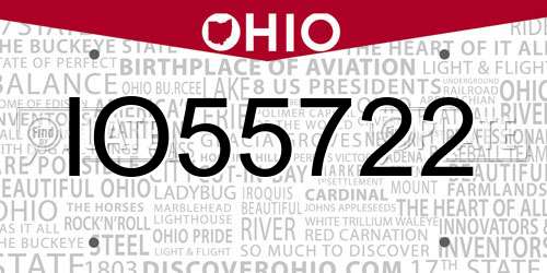 IO55722 Ohio License Plate