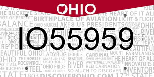 IO55959 Ohio License Plate