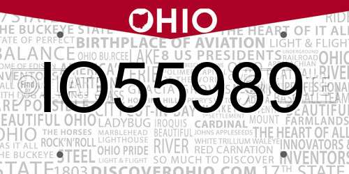 IO55989 Ohio License Plate