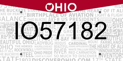 IO57182 Ohio License Plate
