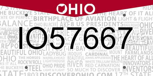 IO57667 Ohio License Plate