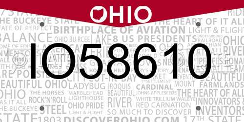 IO58610 Ohio License Plate