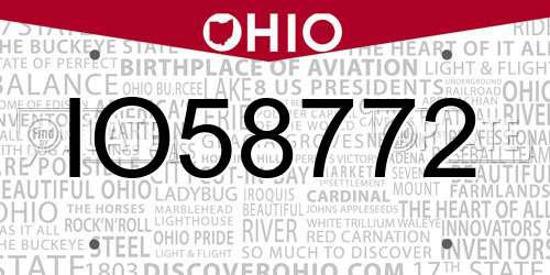 IO58772 Ohio License Plate
